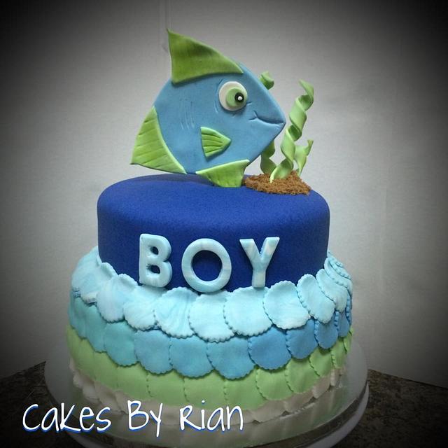 Fish Baby Shower - Decorated Cake by Cakes By Rian - CakesDecor