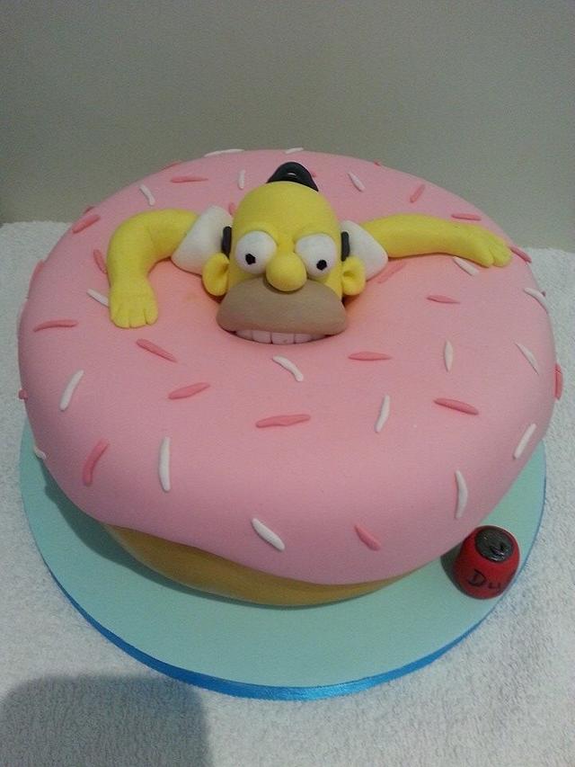 Homer doughnut cake - Cake by Martina Kelly - CakesDecor Doughnut Cake
