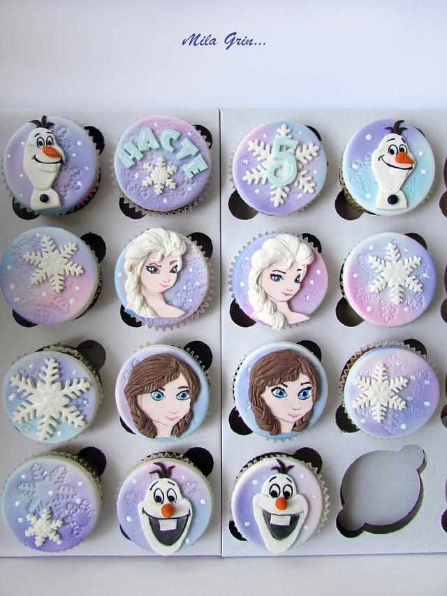 Frozen cake and  cupcakes