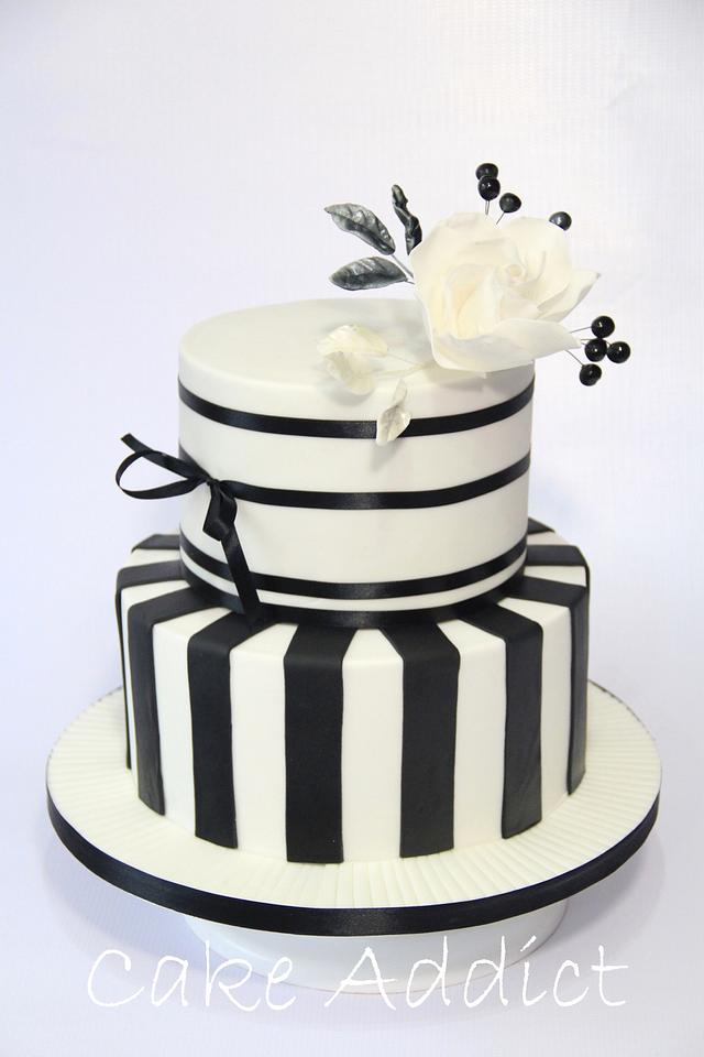 Black And White Decorated Cake by Cake Addict CakesDecor