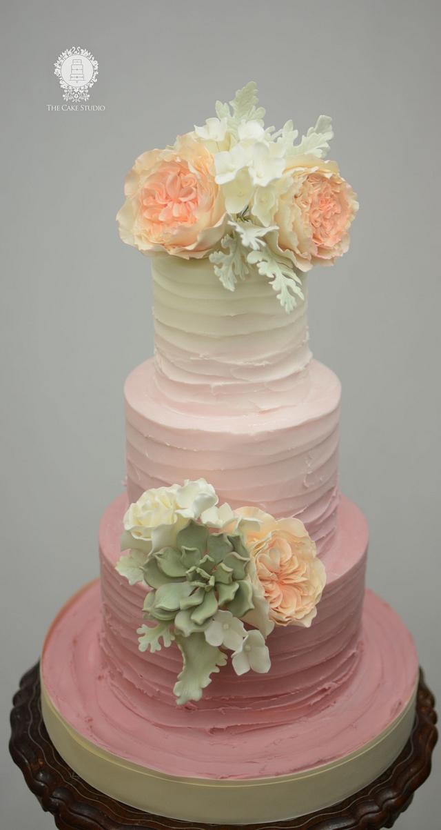 Blush Textured Buttercream Wedding Cake - Decorated Cake - CakesDecor