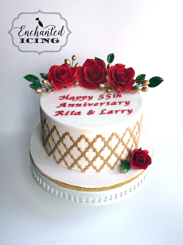 55th anniversary cake Decorated Cake by Enchanted Icing CakesDecor