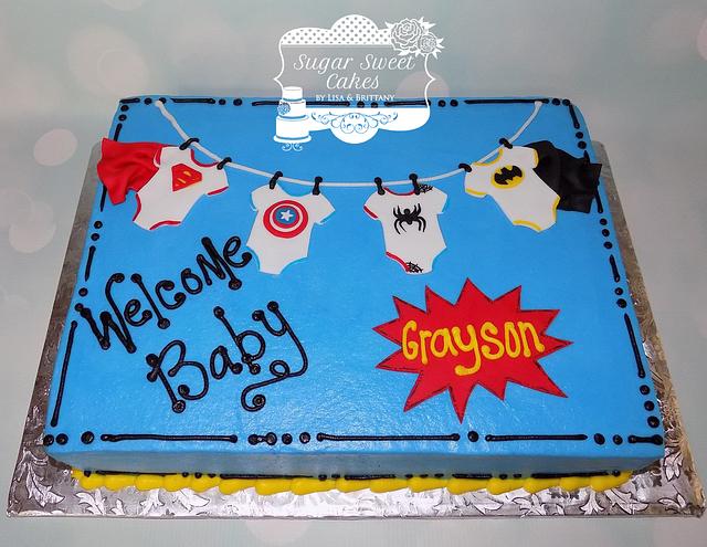 Superhero baby 2024 shower cake