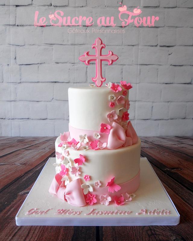 Girl baptism cake - Cake by Sandra Major - CakesDecor