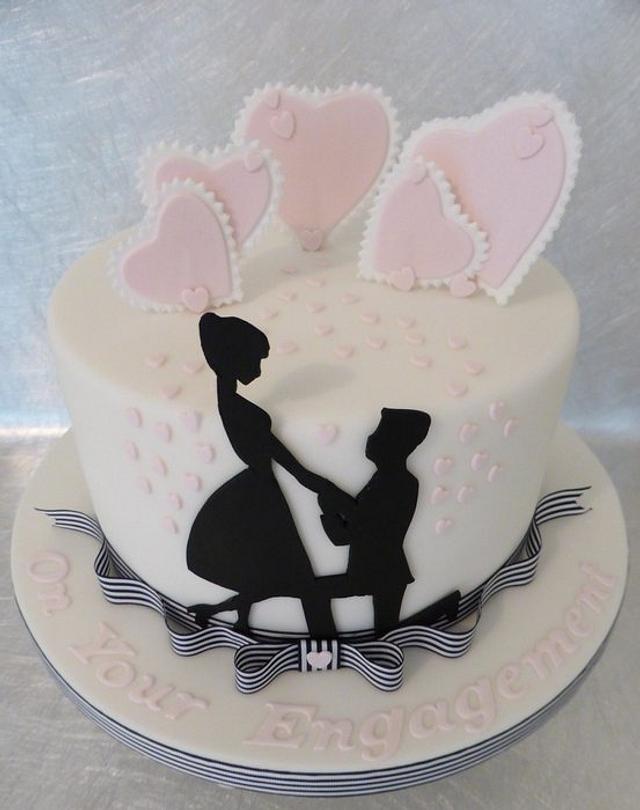 Silhouette Engagement Cake