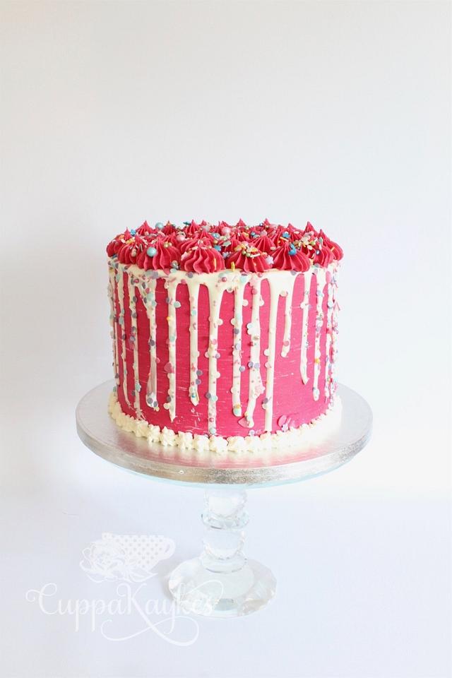 Pink ganache drip cake Decorated Cake by Kaylu CakesDecor