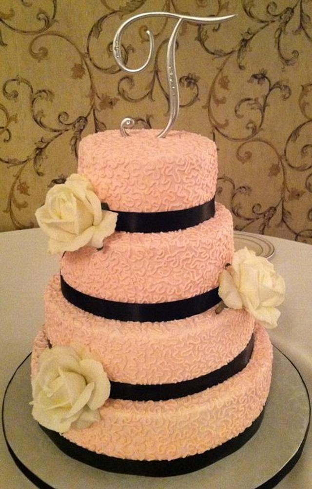 Pink & Black Wedding - Cake by TastyMemoriesCakes - CakesDecor