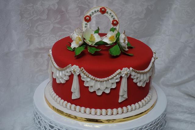 Red holiday cake - Cake by Patricia M - CakesDecor