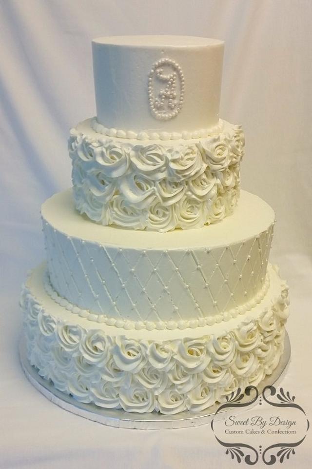 Buttercream Rosette and Quilt Wedding Cake - Decorated - CakesDecor