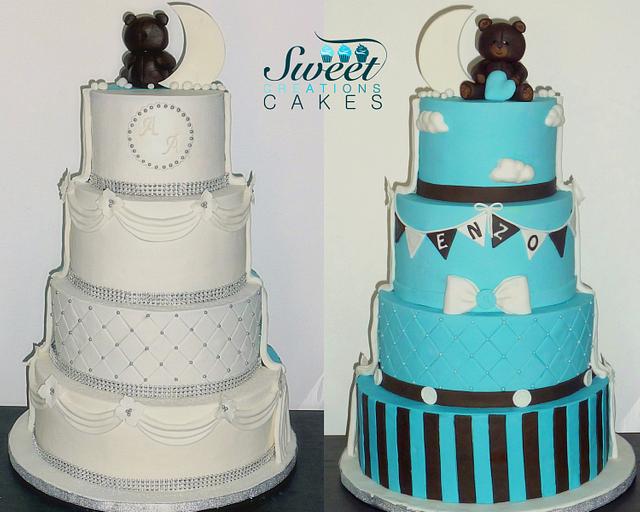 Half And Half Wedding And Christening Cake Cake By Cakesdecor