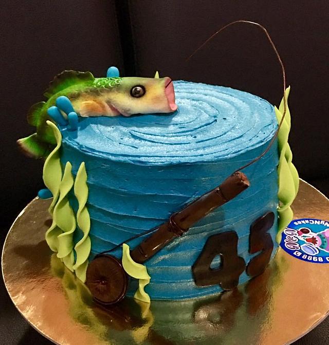 Fly Fishing Cake For My Hubby Bass Jumping Out Of Water Fish