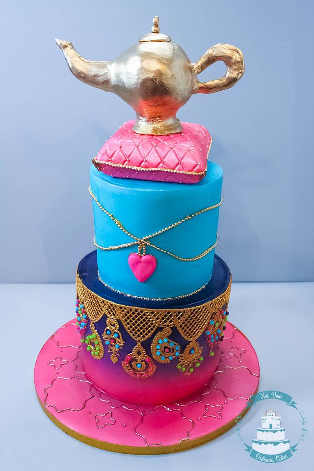 Maggie Cakes - By Mathi - Aladdin themed cake with our specially made  Geenie icing model for first birthday | Facebook