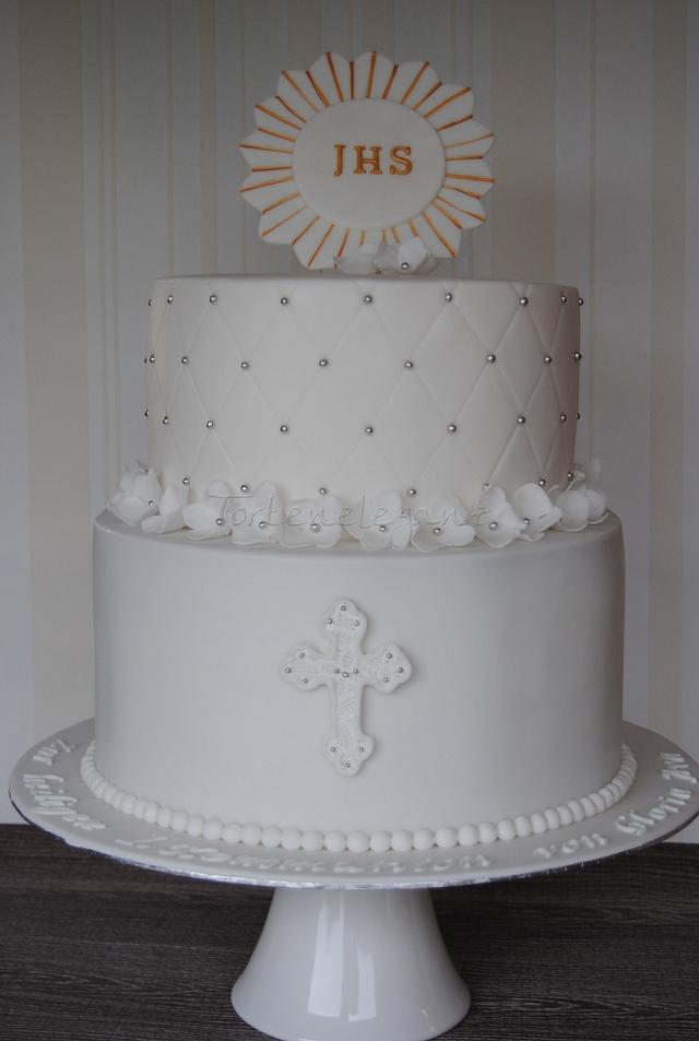 White Communion Cake 