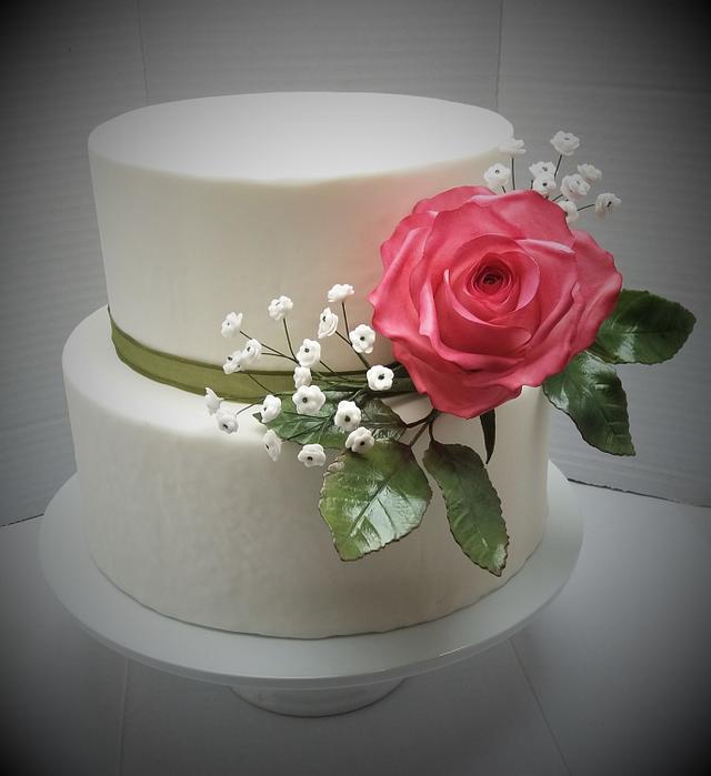 Cake With A Sugar Rose Decorated Cake By Darina Cakesdecor