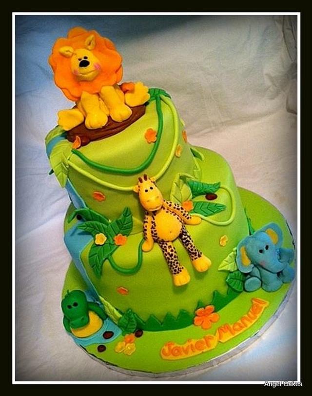 Safari Baby Shower Cake - Decorated Cake by Angel Rushing - CakesDecor