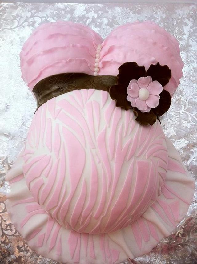 Ruffled zebra print belly cake - Decorated Cake by Hot - CakesDecor