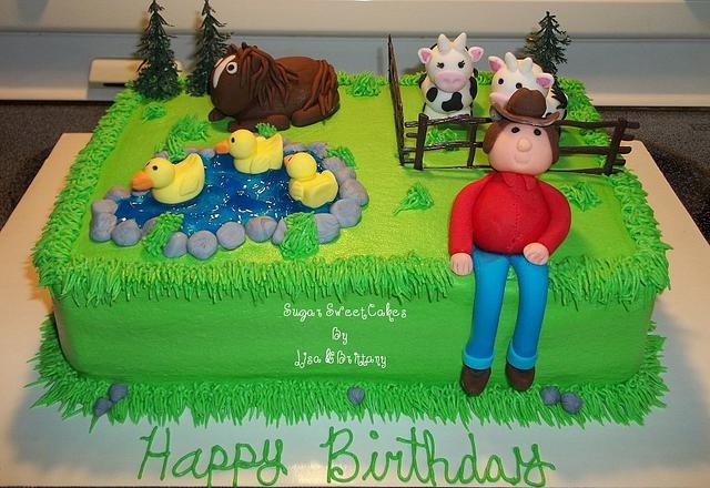 Pin by Mommacanwe.blogspot.com Jodie on ice cream party for eme | Farm  birthday cakes, Farm cake, 1st birthday cakes