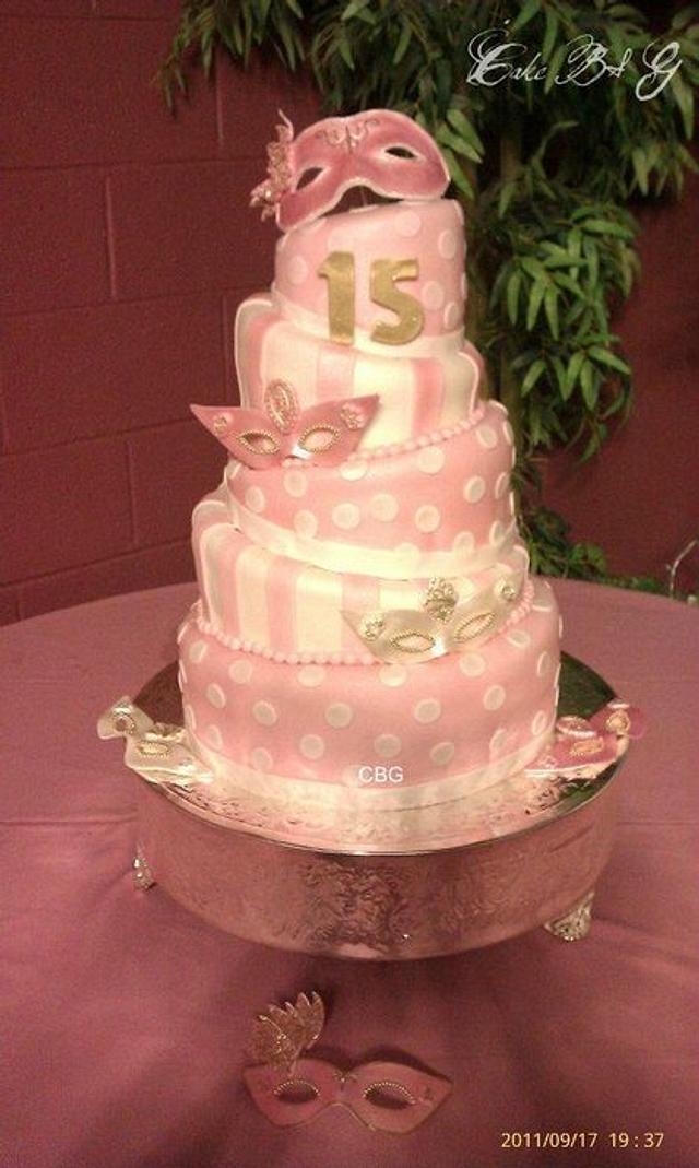 Mascarade Themed 15th Birthday Cake