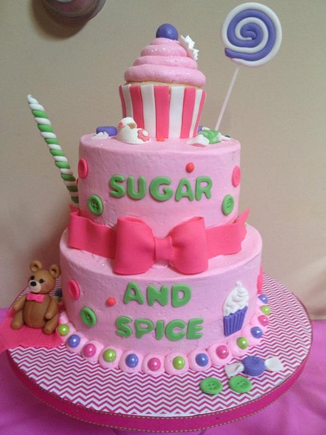 sugar and spice baby shower cake