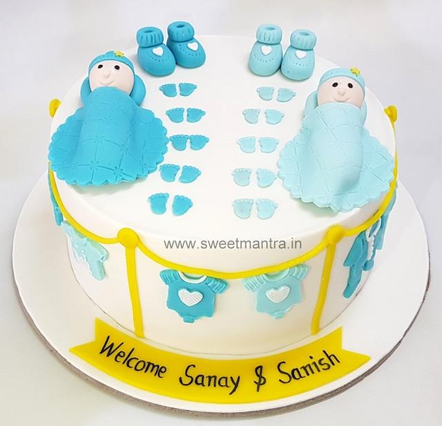 Cake for twin boys - Decorated Cake by Sweet Mantra - CakesDecor