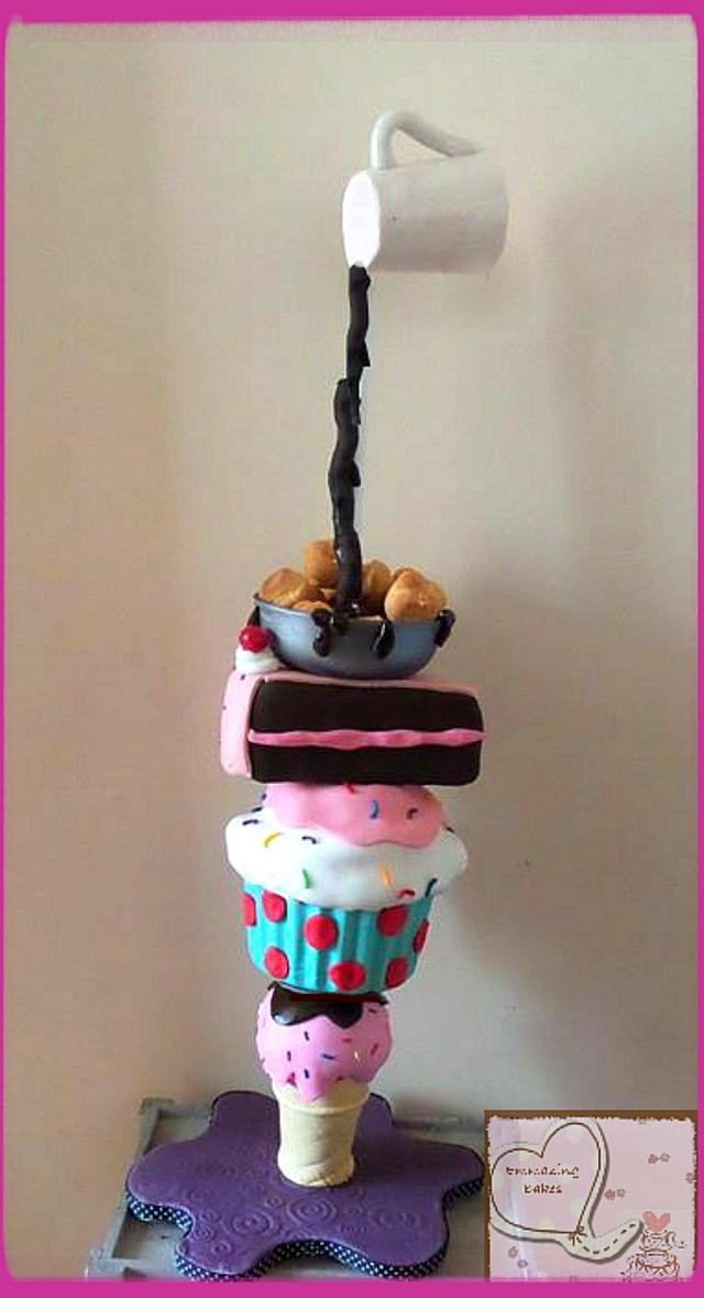 My gravity defying birthday cake!