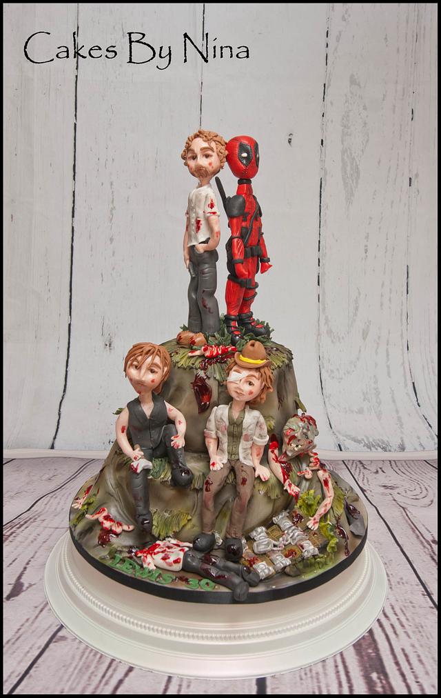 Walking Dead Deadpool cake Cake by Cakes by Nina