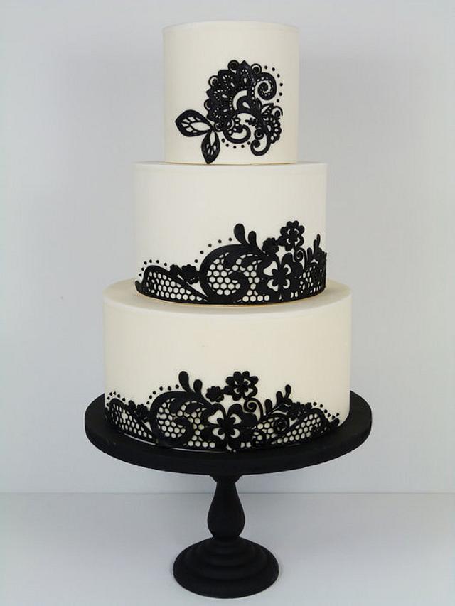 Black lace Elegance - Decorated Cake by Little Miss Fairy - CakesDecor