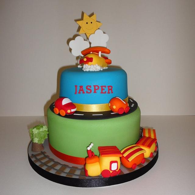 Two Tier transport cake, train and plane - Decorated Cake - CakesDecor