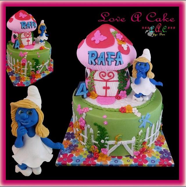 Smurfettethemed Birthday Cake Decorated Cake by CakesDecor