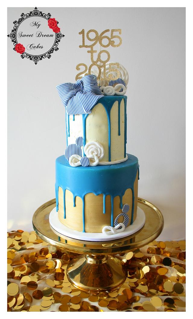 Blue and Gold Drizzle Cake