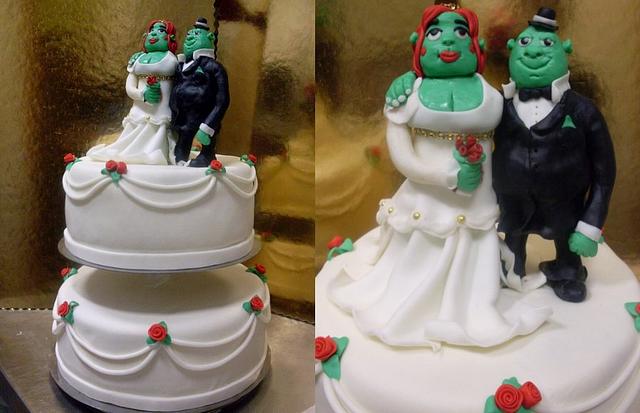 fiona and shrek wedding cake