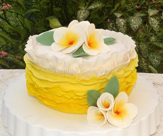 Hawaiian Frangipanis Ruffle Cake Decorated Cake by CakesDecor