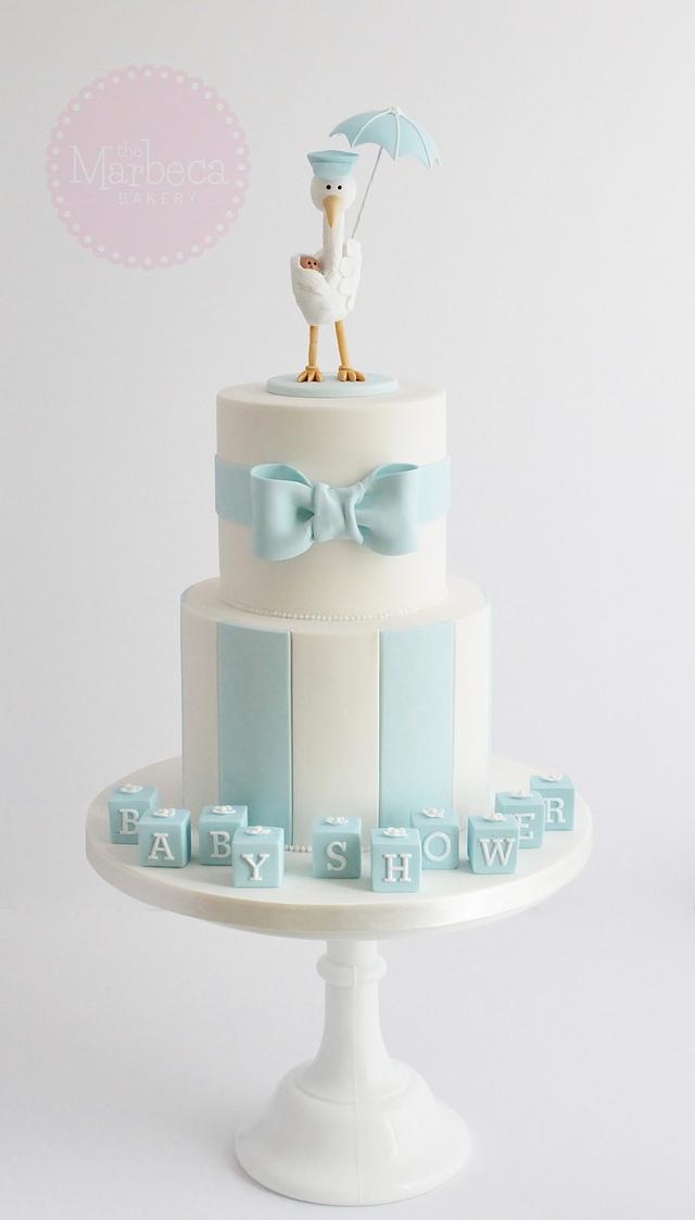 Stork Baby Shower Cake Decorated Cake By The Marbeca Cakesdecor