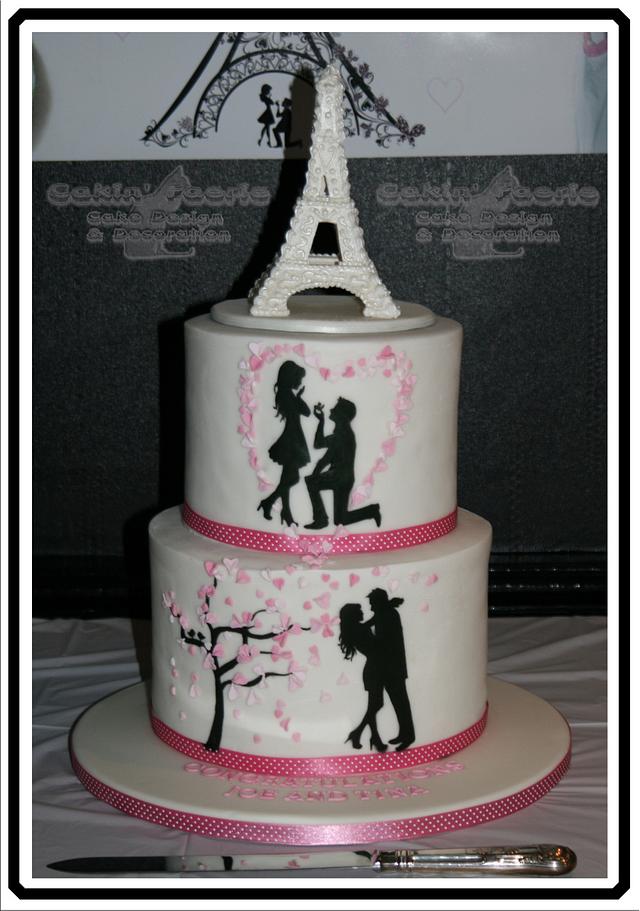 Eiffel Tower Engagement Cake