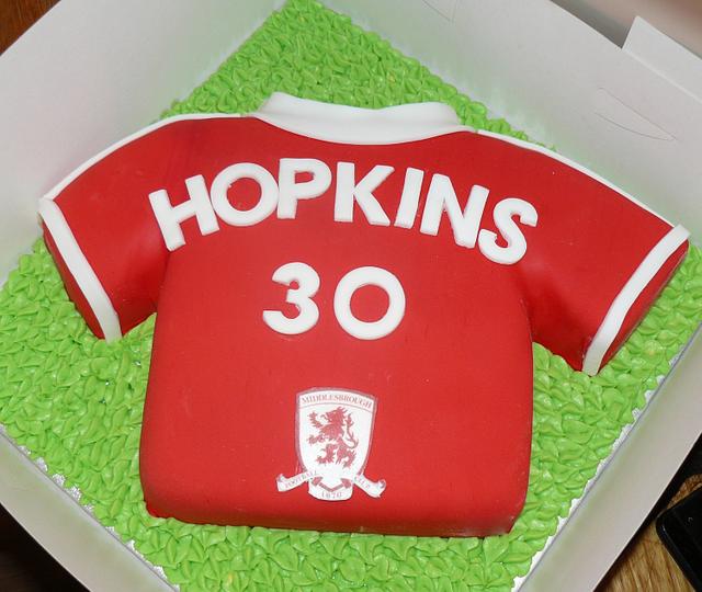 Middlesborough themed football shirt - Decorated Cake by - CakesDecor