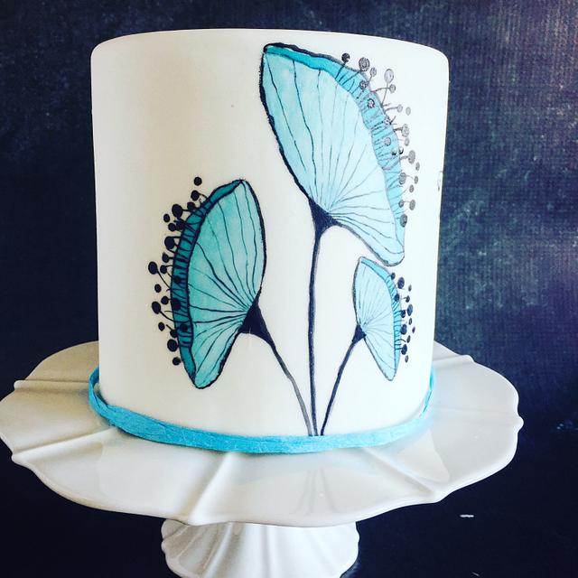 Blue Flower Cake - Cake by Una's Cake Studio - CakesDecor