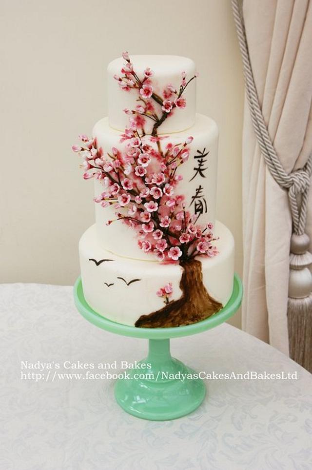 Cherry blossom cake. All buttercream piped cherry blossoms :  r/cakedecorating