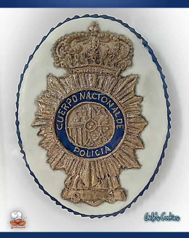 Royal icing police badge cookie
