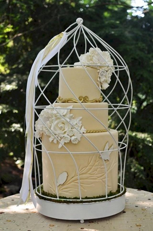 Woodland Wedding Bird Cage Cake
