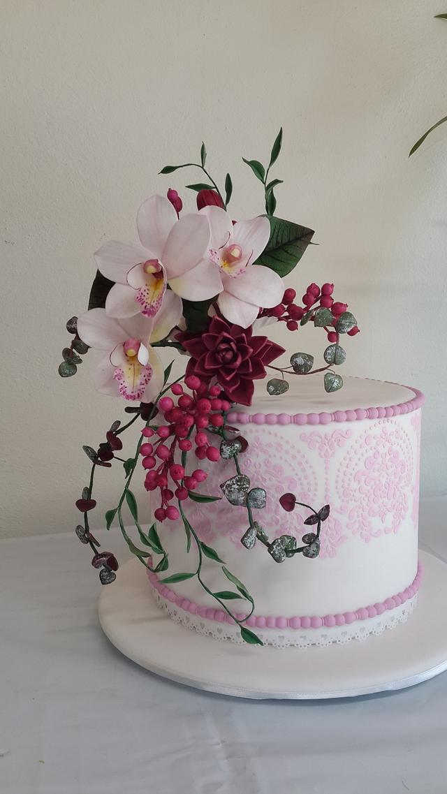 Orchid Stencil Cake