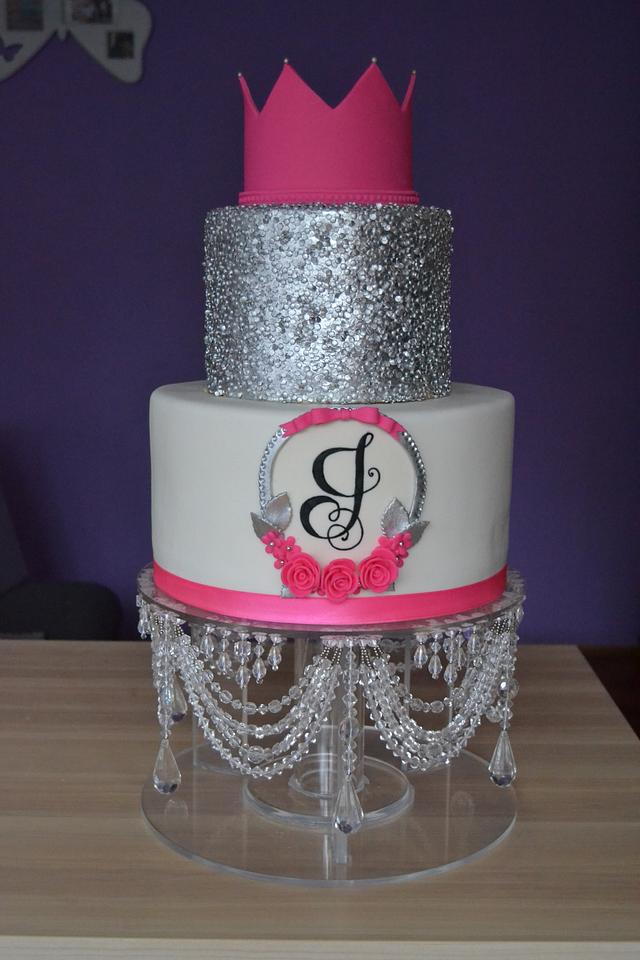 Pink and silver princess cake - Cake by Zaklina - CakesDecor