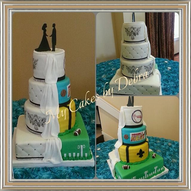 Half And Half Wedding With The Groom Side A Sports Theme Cakesdecor