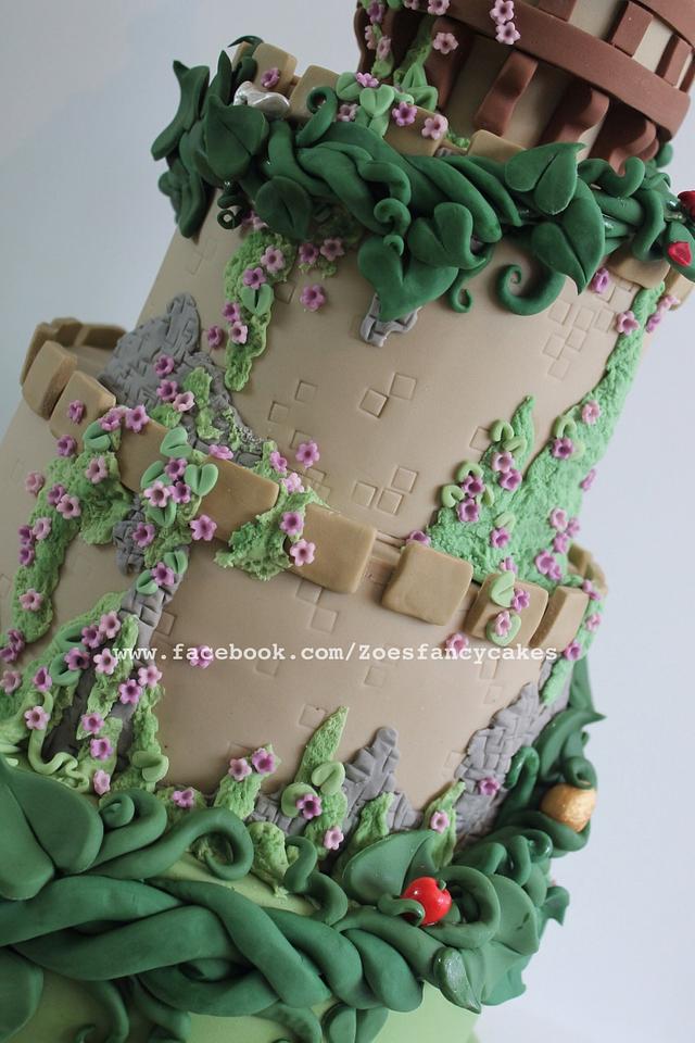 Fairy tale castle cake with beanstalk
