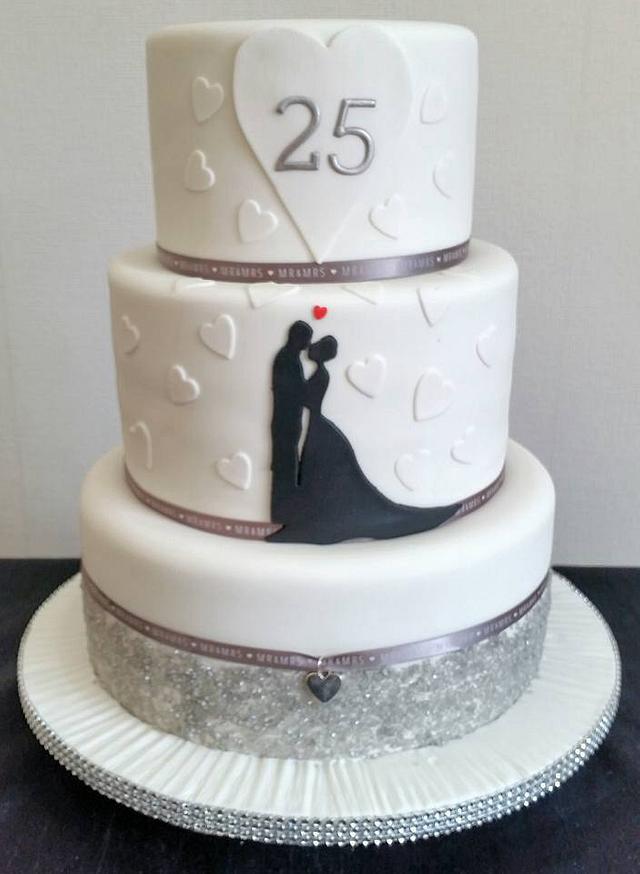 25th Wedding Anniversary Cake Decorated Cake By Kazmick Cakesdecor