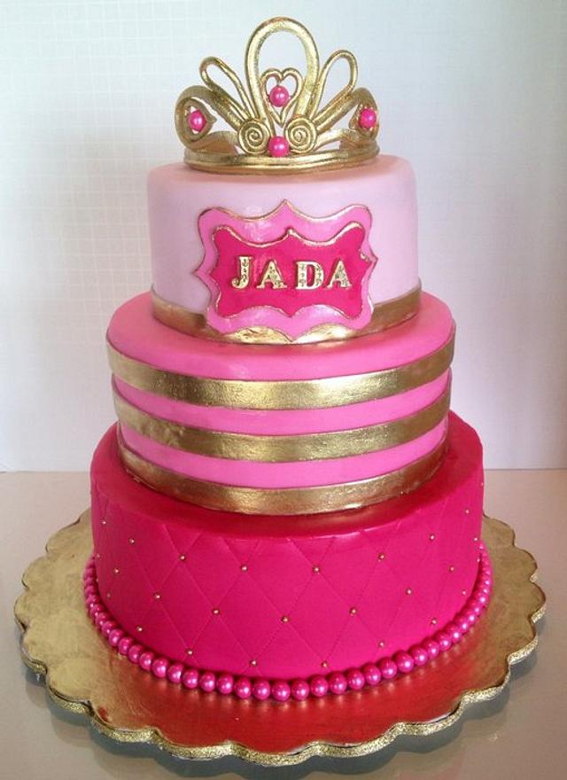 pink gold baby shower cake