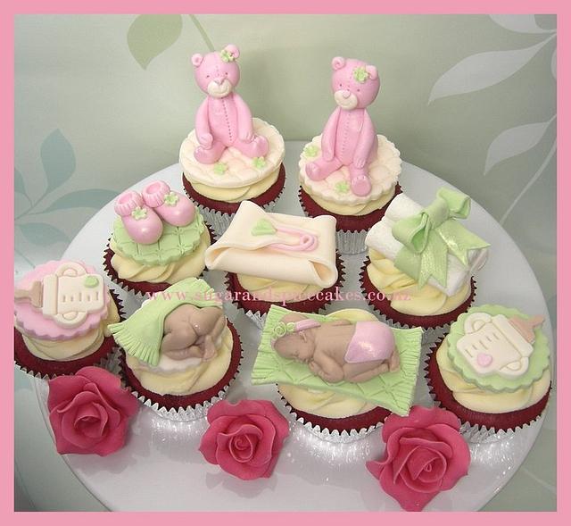 Pink Teddy Baby Shower Cupcakes ~ - Decorated Cake by - CakesDecor