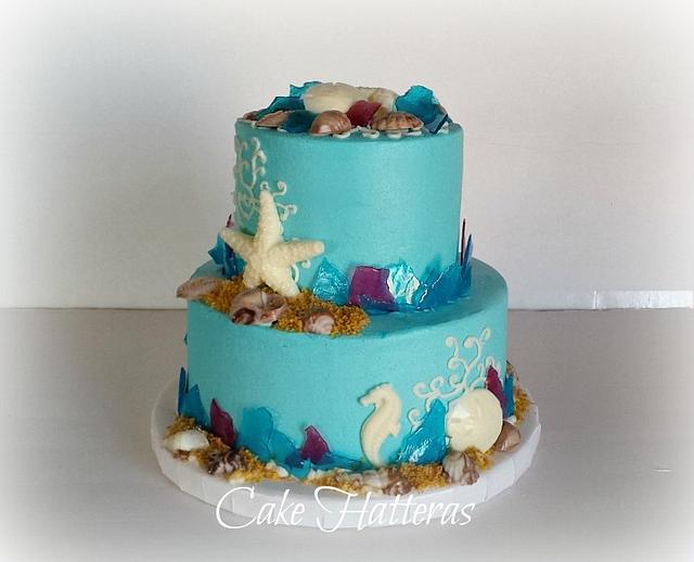 Sea Glass Wedding Cake - Decorated Cake by Donna - CakesDecor