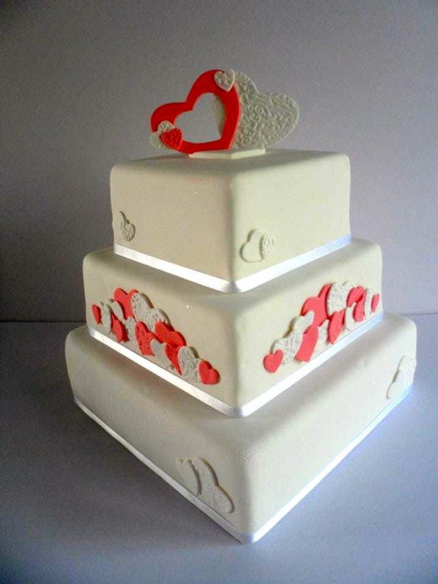 Classic Style Heart Themed Wedding Cake - Cake by - CakesDecor