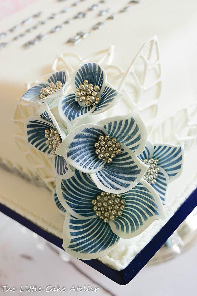 Silver And Blue Celebration Cake - Cake By The Little - CakesDecor