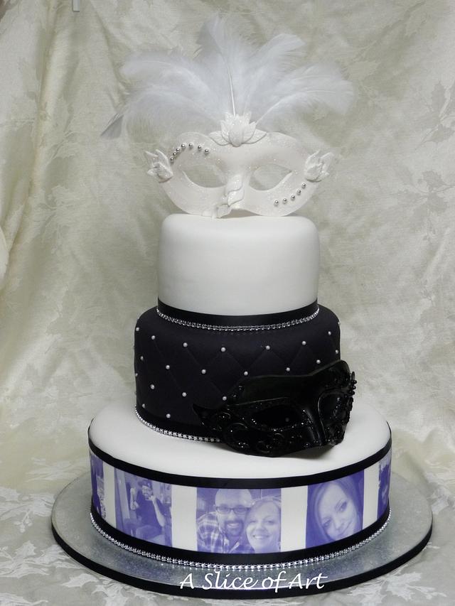 Mask wedding cake Decorated Cake by A Slice of Art CakesDecor